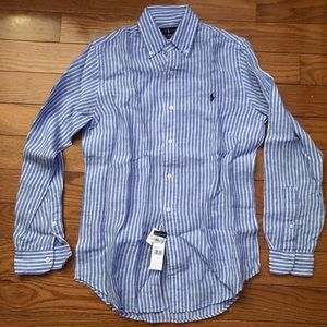 Polo Ralph Lauren Blue & White Linen stripe shirt